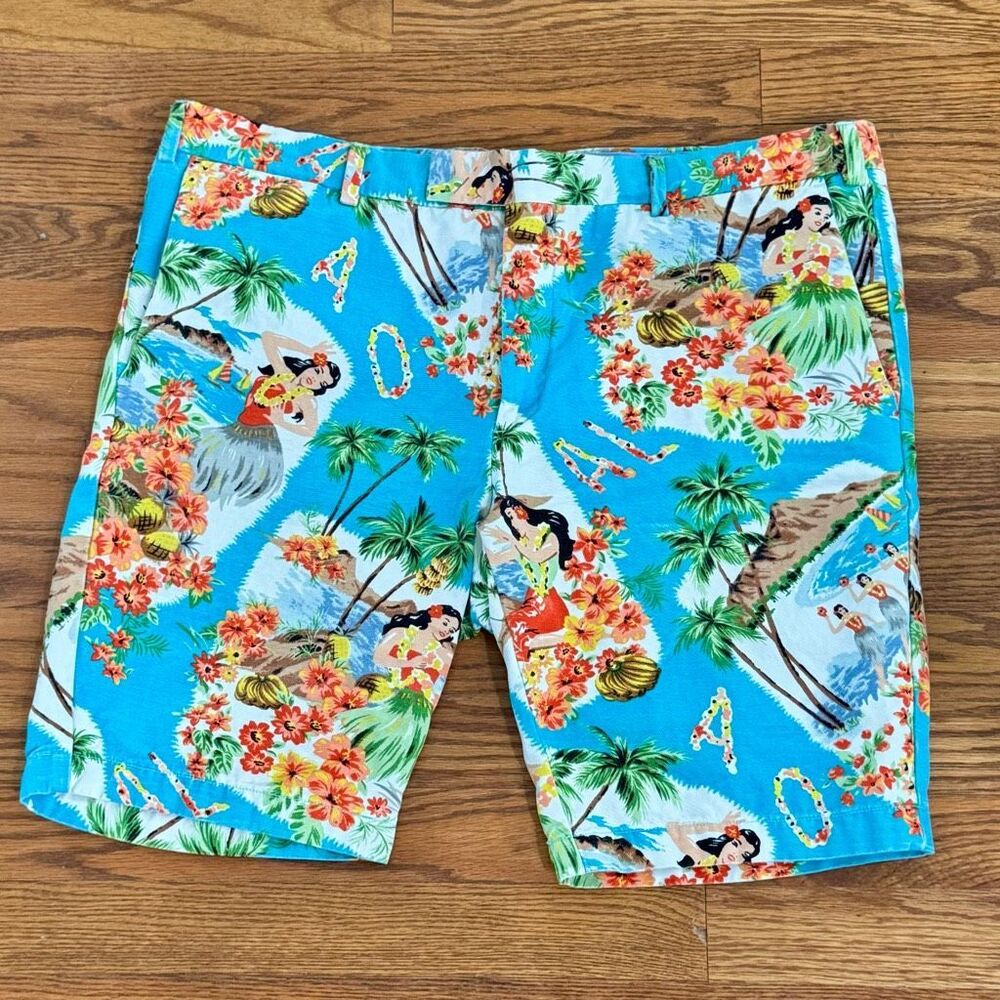 Polo by Ralph Lauren Flat From Aloha Theme Linen blend Chino Shorts. Size 36.